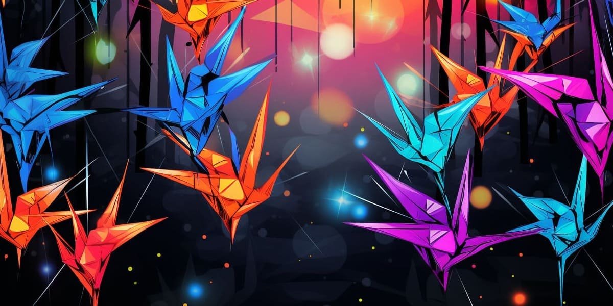 grullas de origami ilustración surrealista libro Mil Grullas
