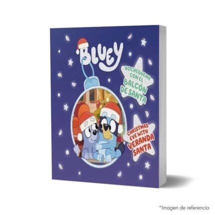 imagen de portada del Libro Bluey Navidad con el balcón de Santa